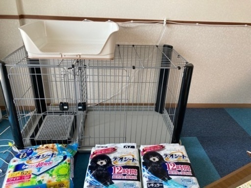 犬用　ケージ　　ゲージ　サークル　トイレ　ベビーゲート、トイレシートセット
