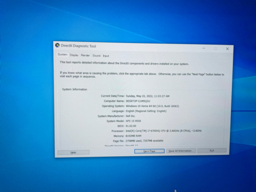 パソコン dell xps 9550