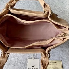 【美品】森英恵　モリハナエ　HMB242 ピンク本革ハンドバッグ】の画像