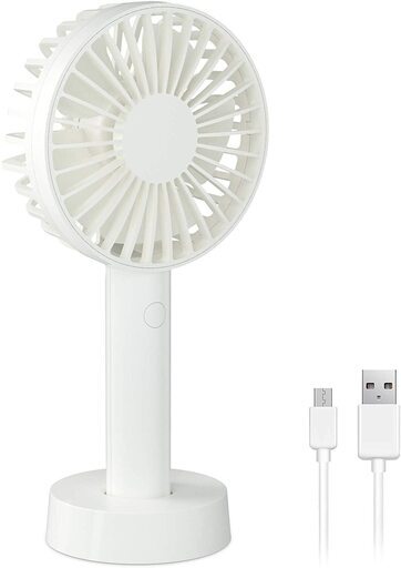 携帯扇風機 卓上扇風機 充電式 軽量 USB充電 台座付 コンパクト ホワイト