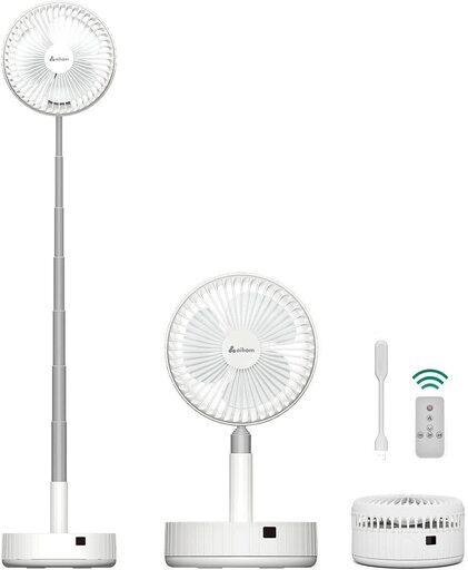 卓上扇風機　折りたたみ式 伸縮式 リビング　卓上扇風機　自動首振り USB充電式　ホワイト