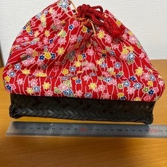 カゴ巾着　昭和レトロの画像