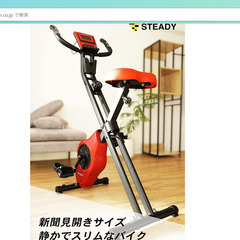 STEADYフィットネスバイクST102赤色(負荷8段階)