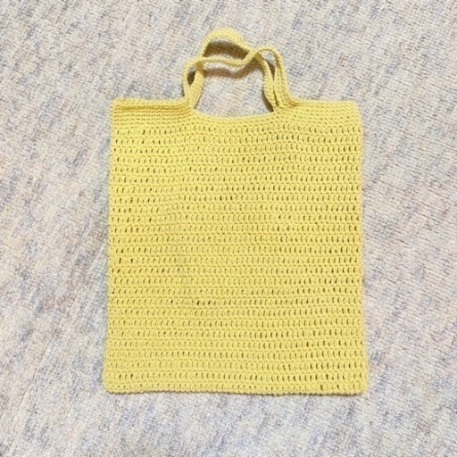 イエロー手提げバッグ(ハンドメイド)綿100%