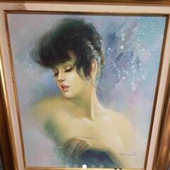 盧桄 油彩 婦人油絵ですの画像