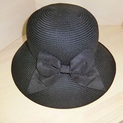 0円：帽子 未使用 ハット 黒 麦わら帽子