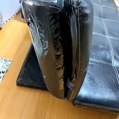 お取引決まりました。ソファーベッド　皮　黒の画像