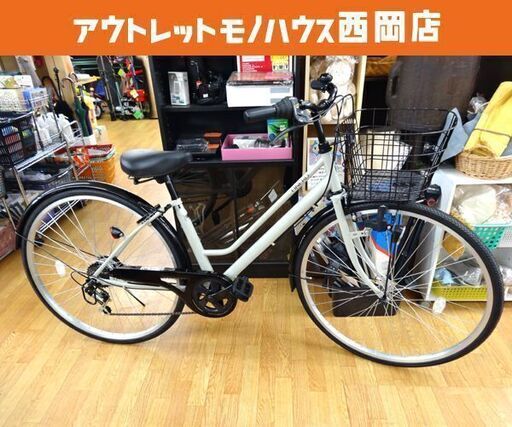 未使用 27インチ 自転車 フィナード 6段変速 グレー カゴ・鍵付き FINERD シティーサイクル 西岡店