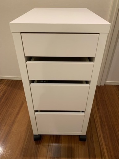 [取りに来てください]IKEA MICKE 組み立て済 引き出しユニット　キャスター付ホワイト　中古品
