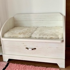 姫系 大容量収納付きベンチ 完成品 ホワイト