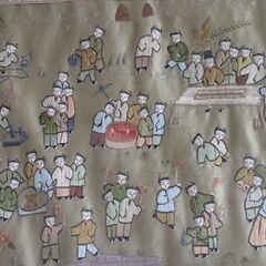 額装　海外刺繡　タペストリー　高級額付きの画像