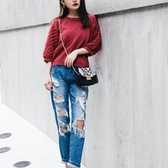 GRL ハードクラッシュダメージデニム　Sサイズ