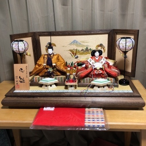 雛人形 法山作 桐材 雪洞 屏風 平台 毛氈 三宝 菱台 親王台 一式