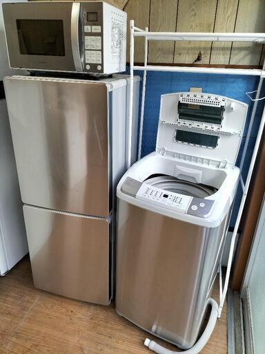 只今、商談中となっております。新生活応援家電セット！！No８４ エルソニック　HE-R1482F ドア冷凍冷蔵庫 148L　2018年製・エルソニック EH-L55DD 全自動洗濯機　5.5K　2018年製・エルソニック EH-MR16T オーブンレンジ 2018年製 洗濯ﾗｯｸ付き　4点セット！！