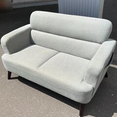 2WAYコンパクトソファー 2人掛け 収納ポケット付 グレー W...