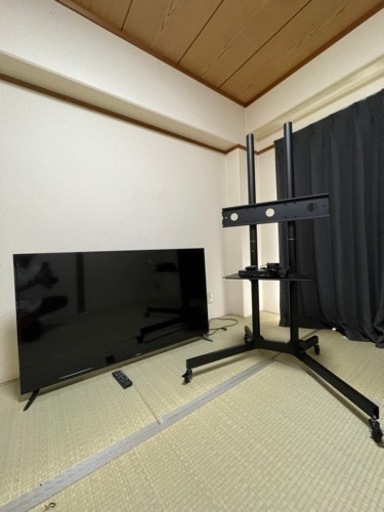 【残り1セット】55インチ4k対応テレビ&Blu-rayプレーヤー&テレビスタンドセット