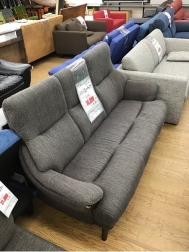 KE-115【ご来店頂ける方限定】ハイバック3シーターソファ　ブラウン系