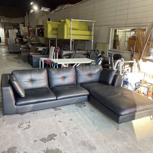 6/5 終 L字ソファ カウチソファ レザー リビング家具 菊倉TK