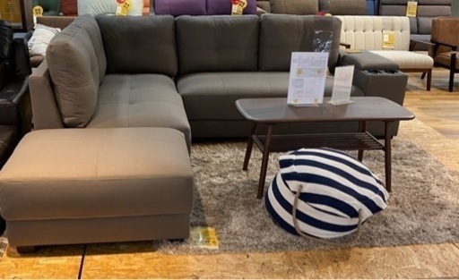 ソファ　大きい　ドリンクホルダー付き　グレー