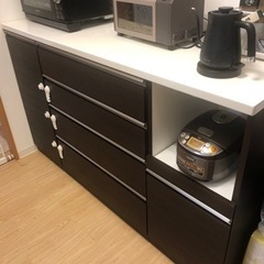 ニトリ　キッチンボード150cm　ブラウン