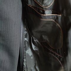 春夏スーツ メンズ M 黒 縦縞 の画像