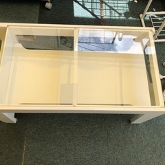 【リサイクルサービス八光　田上店　配達・設置OK】ベルメゾン　ガラス天板のマガジンラック付きローテーブルの画像