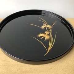 お盆/丸盆・会津ぬり30×2cm 蘭 未使用/長期保管品の画像