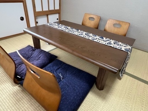 ［お譲りする方決まっております］テーブルセット　ローテーブル　座卓　座椅子　4人用　和室　木製テーブルセット