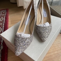 【新品 未使用】Jimmy Choo グリッター パンプス 24センチ ビング パンプス 65 | サンド グリッターファブリック・パンプス