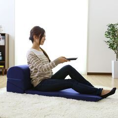 Hローソファ【ホニ／ネイビー色】 ソファー ソファ 1人掛け ロータイプ コンパクト こたつ 訳あり B品 アウトレット品※定価5,290円の画像