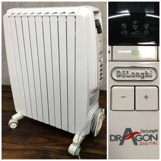 ba11/2 中古　Delonghi　デロンギ　DDQ0915-WH　オイルヒーター　リモコン付き　DRAGON Digital　ドラゴン デジタル　家電　暖房　ヒーター