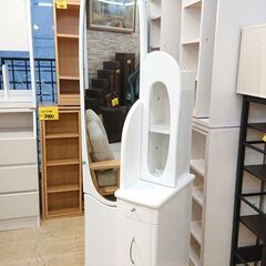 姿見ドレッサー 一面鏡ドレッサー 大伸木工 可動式テーブル 鏡面仕上 コンセント付 引出し3個  収納棚多数 ホワイト■横幅60cm×奥行40cm×高さ173㎝■近隣配送無料 買取帝国 朝霞店の画像