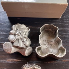 ピューターのベアーブローチ&リボンピアスセット☆の画像