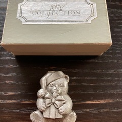 ピューターのベアーブローチ&リボンピアスセット☆