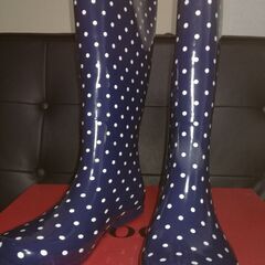 CHOOKA 折りたためるレインブーツ　ネイビー(ドット)　23...
