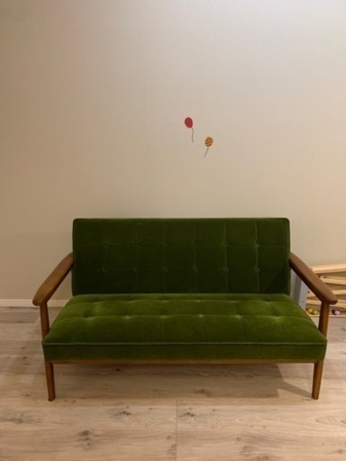 カリモク60 Kチェア2シーター　モケットグリーン