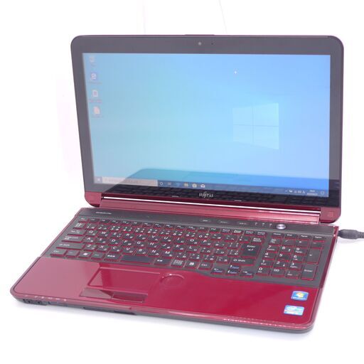 新品爆速SSD 15.6型 赤色 ノートパソコン 富士通 AH77/G 第2世代Core i7 8GB Blu-ray 無線 Wi-Fi カメラ Windows10 Office