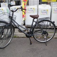 売約済【恵庭】即納車可！6段切り替え自転車　前かご付き　27イン...