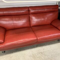 ★来店限定★　城山家具　レザーソファ　2人掛け　レッド