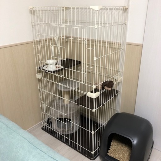キャットケージ　猫用　二段　水補給器付き