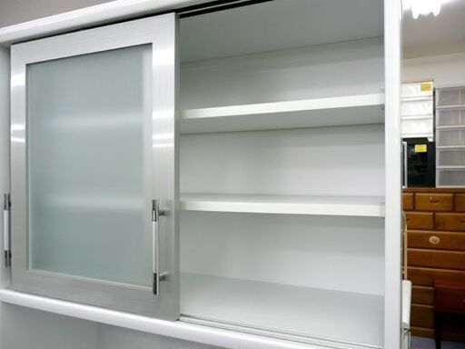 レンジボード スリム 幅89×奥45×高195.5㎝ キッチン 食器棚 ホワイト/白 エナメル調 家具 収納 札幌市手稲区