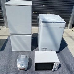 保証付き！【中古品】冷蔵庫、洗濯機、電子レンジ、炊飯器、4点セット