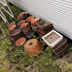 素焼きの植木鉢、漬物石の画像