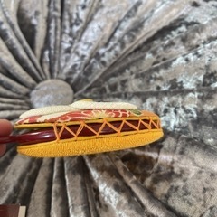 和風ちりめんふくろう手鏡　新品　黄色の画像