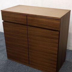 MUJI/無印良品 木製キャビネット 木扉 ウォールナット材 幅88 ベーシックデザイン  収納家具 中古 店頭引取歓迎 R5995)