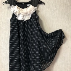 140キャサリンコテージフォーマルドレス　黒水玉発表会結婚式お呼ばれ