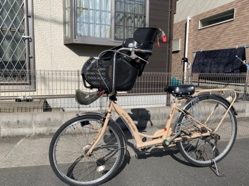 商談中☆子ども乗せ　自転車　三人乗り　バスケット　ベージュ