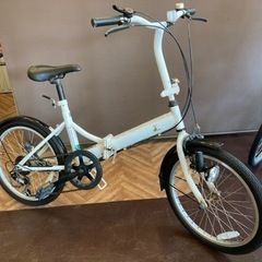 【20インチ】6段変速　折りたたみ自転車　ホワイト