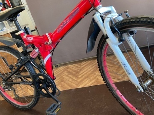 【チューブ新品！】6段変速　26インチ　折りたたみマウンテンバイク　レッド