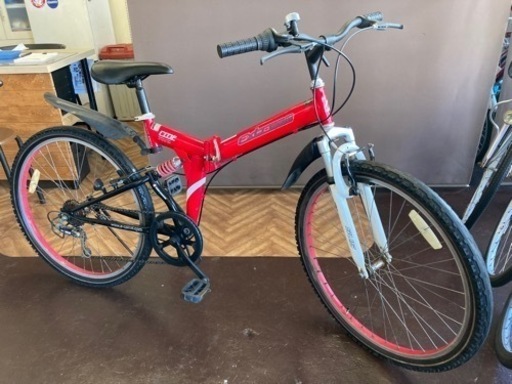 【チューブ新品！】6段変速　26インチ　折りたたみマウンテンバイク　レッド